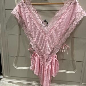 Vintage Dara-Jane Blue Lace Teddy Romper With Side Cut Outs size